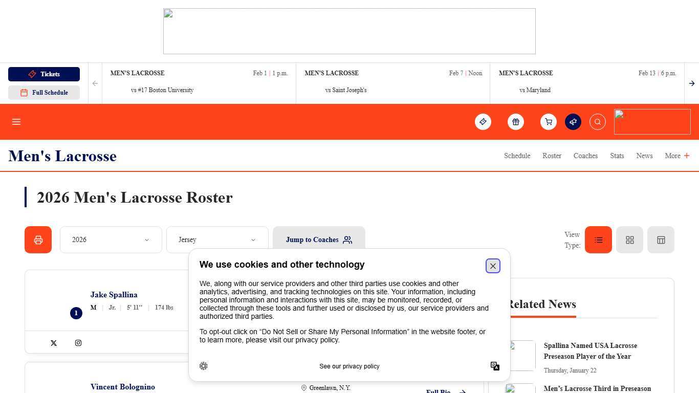 2026 Men's Lacrosse Roster - Syracuse University Athletics
